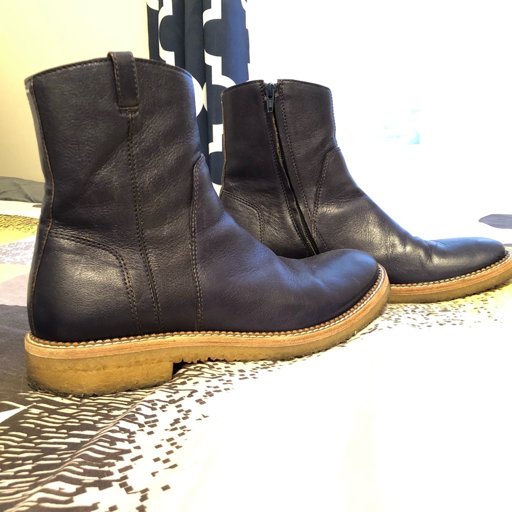 Maison Martin Margiela Blue Leather Moto Boots 9